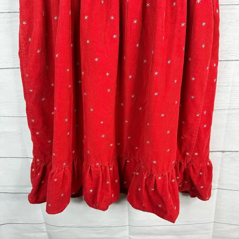 OshKosh B'gosh Girls size 10 Sleeveless Corduroy Holiday Christmas Dress Red